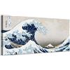 Generico Katsushika Hokusai - La grande onda di Kanagawa - quadro stampa su tela con telaio in legno - 120x60 cm