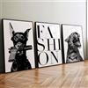 AQCQDQ Set di 3 poster da parete alla moda in bianco e nero, stampe su tela, Dobermann e leopardo, per stanza, soggiorno, camera da letto, bagno, senza cornice (21 x 30 cm)