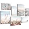 Novart Quadros - Completamente Pronto Da Appendere - Immagini - Spiaggia Mare Boho - 7 Pezzi Set Moderni - N033871a