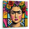 Artenor Quadro Pop Art Frida Kahlo in Stile Pop Art, 60 x 60 cm - Made in Italy, Quadri Moderni Soggiorno, Camera da Letto, Cucina, Poster da Parete, Decorazioni Casa