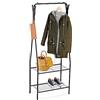 Relaxdays Stand Appendiabiti Salvaspazio, 2 Ripiani e 6 Ganci, Camera da Letto e Corridoio, HLP 158 x 60 x 33 cm, Nero