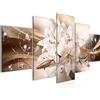 Runa Art Murali Da Parete Fiori Gigli 5 Pezzi Quadro Tela Non Tessuta Decorazione Soggiorno Astratto Beige Marrone 020152a