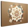 MuchoWow© Quadro su Tela Stampe da Parete Quadri Cucina Camera da Letto | 60x40 cm - Dipinto Arredamento Casa Mandala - Fiori - Bianco - Marrone