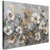 MuchoWow© Quadro Camera Da Letto Quadri Soggiorno Decorazione Parete Quadri | 70x50 cm - Moderni Su Tela Stampe Foto Con Cornice Quadretti Poster Casa Fiori - Bianco - Grigio - Oro - Lusso