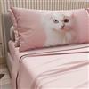 PETTI Artigiani Italiani - Lenzuola Animali con Gatti in Cotone con Federe in Stampa Digitale, Lenzuola Matrimoniali, Completo Letto Matrimoniale Cipria, 100% Made in Italy