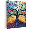 MuchoWow© Stampa Foto Quadro Moderno Quadri Moderni Soggiorno Con Cornice | 30x40 cm - Stampe Da Parete Camera Da Letto Matrimoniale Decorazione CanvasArte - Albero della vita - Fiori - Hippie
