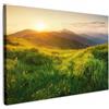 MuchoWow© Stampa su Tela Quadri da Salotto Moderni Soggiorno Canvas per | 120x80 cm - bagno Foto Decorazioni Parete Erba - Colline - Sole - Natura - Paesaggio - Campagna