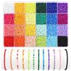 Generic 12000 perline in vetro da 3 mm, kit per la creazione di gioielli fai da te in 24 colori con perline con lettere e corda elastica, braccialetto dell'amicizia, collana, orecchini, catena in vita, set