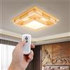 Vielrosse Lampada da soffitto a LED giapponese, in legno Tatami lampada con telecomando 3 colori regolabile bianco/bianco caldo/neutro colore PVC imitazione pecora paralume per soggiorno camera da