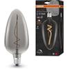 OSRAM Lampada LED Vintage 1906 vetro fumé, 4W, 140lm, forma ovale con diametro 125mm e attacco E27, luce bianca calda, filamento dimmerabile, durata fino a 15.000 ore