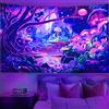 Cyiecw Arazzo Decorativo da parete Estetico con Luce Nera, Funghi Piante Fluorescenti Cielo Stellato Foresta Psichedelica Panno da Parete, Decorazione per Camera da Letto Soggiorno (200 x 150 cm)