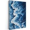 MuchoWow© Stampa Foto Quadro Moderno Quadri Moderni Soggiorno Con Cornice | 80x120 cm - Stampe Da Parete Camera Da Letto Matrimoniale Decorazione Canvas Onde - Blu - Schiuma