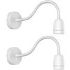 ledscom.de 2x applique POZ, collo d'oca, interruttore, porcellana, acciaio, bianco lucido, rotondo, 1x E27 max. 300W