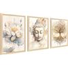 HALFLEMART 3Pcs Stampa su Tela Con Cornice Albero della Vita Buddha Pittura Quadri su Tela Buddismo Zen Fiore di Loto Beige Quadri Moderni Soggiorno Camera da Letto Bagno 40x60cm x3pcs (Senza Plexiglass)