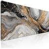 CheQuadro! Quadro astratto colorato su tela, perfetto per il soggiorno Marmo Dorato e Toni Monocromatici intelaiato pronto da appendere absh27-150x70 cm