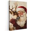 MuchoWow© Quadri Moderni Camera Da Letto Quadro Con Cornice Regali | 80x120 cm - Decorazioni Natilizie Parete Soggiorno Stampa Su Tela Moderna Casa Salotto Poster Babbo Natale - Renna - Natale