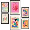 Nacnic set di 6 poster artistici Matisse. Collezione di fogli con illustrazioni e forme colorate per la decorazione d'interni. Formati A3 e A4. Senza cornice.