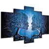 murando - Quadri Moderni per Soggiorno, Alberi Amore, 200x100 cm | Chiodi Inclusi, 5 Pezzi, Quadro Moderno, Murale Arte, Stampe da Parete, Resistenti Allo Sbiadimento, Produzione Europea