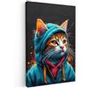 MuchoWow© Quadro Moderno Soggiorno Decorazioni Da Parete Quadri Su Tela Da | 80x120 cm - Salotto Grandi Foto Con Cornice Stampe Su Tela Camera Da LettoGraffiti - Gatto - Animali - Street art