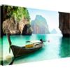 Wallazz Quadri Moderni Soggiorno Mare, Tramonto, Spiaggia, Thailandia - 100% Made in Italy - Stampa HD su Tela Canvas - Quadro Camera da Letto - Qualità Artigianale - 60x120cm