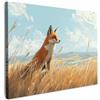 MuchoWow© Quadri Moderni Camera Da Letto Foto Quadro Con Cornice | 40x30 cm - Decorazioni Parete Soggiorno Stampa Su Tela Moderna Casa Salotto Poster Volpe - Erba - Nuvole - Arancione