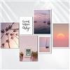 AREDE Set di 6 Stampe da Parete Quadri Moderni Decorazioni da Muro per Casa Soggiorno Camera da Letto e Cucina ''Rosa Tramonto ''| 4 x A4 (21x30cm) + 2 x A5 (15x21cm) | senza Cornici