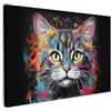 MuchoWow© Quadri Grandi Dimensioni Quadretti Da Parete Quadro Moderno | 120x80 cm - Camera Da Letto Stampa Foto Su Tela Soggiorno Cornice DecorazioniGatto - Graffiti - Animali - Colori - Grigio