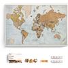 Canvascale Mappa del mondo su tela con bacheca in sughero, scritta inglese, decorazione da parete per tutte le stanze, immagini su tela con motivo mappa del mondo (120 x 80 cm, modello 14)