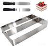 FORYNXHWIN Telaio da forno rettangolare regolabile - Stampo da forno in acciaio inox allungabile con divisore e 2 spatole, stampo quadrato lavabile in lavastoviglie per cottura e preparazione di torte