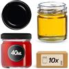 KADAX 10 mini bicchieri da 40 ml con coperchio a vite fi 43 mm, barattoli per conserve, spezie con coperchio, vasetti per prova, barattoli per marmellata, piccoli vasetti per miele (10 pezzi, coperchi