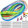 AOKITO 200 Fili Scoubidou con Accessori, 20 Colori per Braccialetti dell'Amicizia, Collane e Portachiavi, Kit Fai da Te Bambini e Adulti