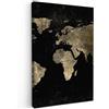 MuchoWow© Quadro Moderno Soggiorno Decorazioni Da Parete Quadri Su Tela Da | 80x120 cm - Salotto Grandi Foto Con Cornice Stampe Su Tela Camera Da LettoMappa del mondo - Oro - Arte