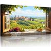 MHARTK66 Quadri Moderni Soggiorno Grandi, 59x119 cm XXL Stampe da Parete Paesaggio Vitivinicolo con Finestra Frutta, Quadro Camera da Letto Su Tela Decorazioni Parete Sala Da Pranzo Cucina Bagno