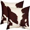 Homemissing Set di 2 federe per cuscino in pelliccia di mucca in pelle bovina Western Farmhouse Wildlife Farm - Federa per cuscino decorativa per casa, soggiorno, colore: bianco, marrone, 61 x 61 cm
