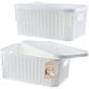 KADAX Cestino portaoggetti con coperchio, 6 l, in plastica, rettangolare, per bagno, cucina, cameretta dei bambini, contenitore (bianco, set da 2 pezzi)