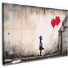 MuchoWow© Quadro Moderno Soggiorno Decorazioni Da Parete Quadri Su Tela Da | 120x80 cm - Salotto Grandi Foto Con Cornice Stampe Su Tela Camera Da LettoArte - Ragazza - Palloncini - Cuore - Grigio