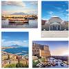 LuxHomeDecor Set 4 Quadri 40x30 cm - Stampa su Tela con telaio in legno - Napoli - Panorama Napoli Vesuvio