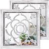 ART-GIFTREE Specchio da Parete 2 Pezzi Specchio per Decorazioni Casa- specchi decorativi per pareti della fattoria 30x30 CM per soggiorno, ingresso, specchi a parete in legno imbiancati in imbiancatura