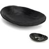 JYYWTSI Svuotatasche Ingresso, 20 x 13,5 x 4 cm Vassoio Portachiavi in Melamina, Ciotola Ovale Nero Opaco per Gioielli Monete Snack Confezionati Soggiorno Camera Bagno Scrivania Cucina Comò