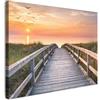MuchoWow© Quadri Con Cornice Decorazione Quadri Per Camera Da Letto | 40x30 cm - Quadretti Da Parete Moderni Quadro Moderno Soggiorno GrandeTramonto - Mare - Sentiero - Erba - Duna - Uccelli