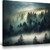 Startonight Quadro su Tela - Foresta di Alberi di Nebbia Verde - Grande Opere d'Arte Pronte per Appendere Stampa Moderna e Contemporanea 80 x 80 cm Idea Regalo Elegante Luminoso al Buio