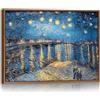 FajerminArt Notte Stellata Sul Quadri Moderni Con Cornice, Rodano Van Gogh Classico Stampe da Parete Cielo Notte Stellata Blu Scuro Quadro Stampa Su Tela Decorazioni per Soggiorno Camera da Letto Cucina 40X60cm
