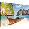 Wallazz Quadri Moderni Soggiorno Mare, Tramonto, Spiaggia, Thailandia - 100% Made in Italy - Stampa HD su Tela Canvas - Quadro Camera da Letto - Qualità Artigianale - 50x100cm