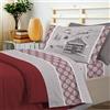 PENSIERI DELICATI Completo Letto 1 Piazza e Mezza, Flanella 100% Cotone Caldo e Morbido, Completo Lenzuola 120 x 200 cm, Include Lenzuolo Sotto, Sopra e 1 Federa, Made in Italy, Chalet Rosso