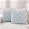 Ystyle 2 Pezzi Federe Cuscini Divano 40x40 in Velluto, Fodere Cuscini con Pieghe Tridimensionali e Cerniera a Cuore, Copricuscini Decorativo per Divano Soggiorno Camera da Letto, Azzurro