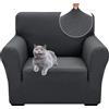 Ystyle Copridivano 1 Posti Con Braccioli, Copripoltrona Elasticizzato, Copri Divano Antigraffio Gatto Cani, Copridivani Antiscivolo Antimacchia, Universale Sofa Cover Moderno, Grigio