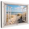 MuchoWow© Stampa Su Tela Decorazioni Pareti Canvas Grandi Dimensioni Quadri | 30x20 cm - Con Cornice Moderni Quadro Soggiorno Foto Camera Da LettoFinestra - Mare - Nature - Spiaggia