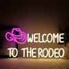 Ineonlife Welcome To The Rodeo Segno al neon, cappello da cowboy luce al neon per la decorazione della parete, luci al neon rosa bianco caldo, dimmerabile Led USB Light Up segni per il soggiorno