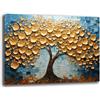 Printerland Quadro Moderno Camera da letto ALBERO della VITA Blu Giallo Astratto oro Quadri moderni soggiorno da Parete XXL grande Stampa su tela Canvas Decorazione Murale muro Arredo Salone (6, 30x40 cm)