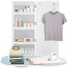 yikmid Armadio da stiro a muro con asse integrata e vano contenitore, mobile pieghevole per bucato con porta ferro e ripiano, centro stiro a scomparsa per camere e camper, struttura in MDF bianco 95x35x20cm